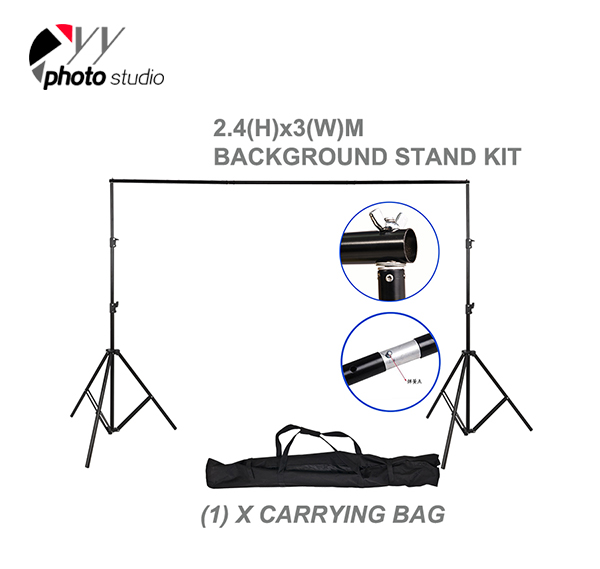 Photo Studio Umbrella Continuous Lighting Kit with Background Support System, KIT 009