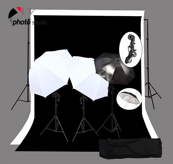 Photo Studio Umbrella Continuous Lighting Kit with Support System, KIT 028