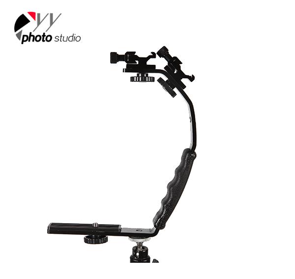 2 Cold Shoe L-Shape Arm Bracket Holder for Flash Light Camera Mini DV Camcorder YA5005